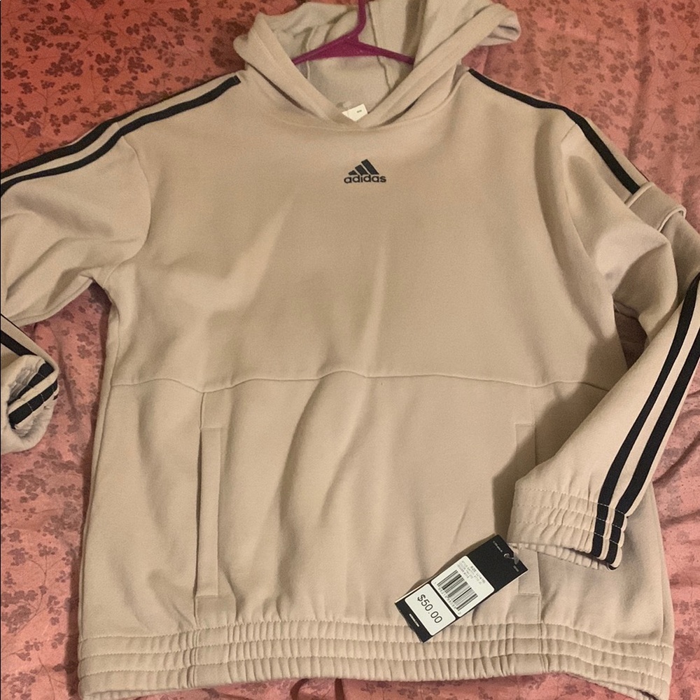 Adidas Cream Hoodie with Black Accents
